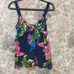 Hollister Dark Blue and Floral Tank Top